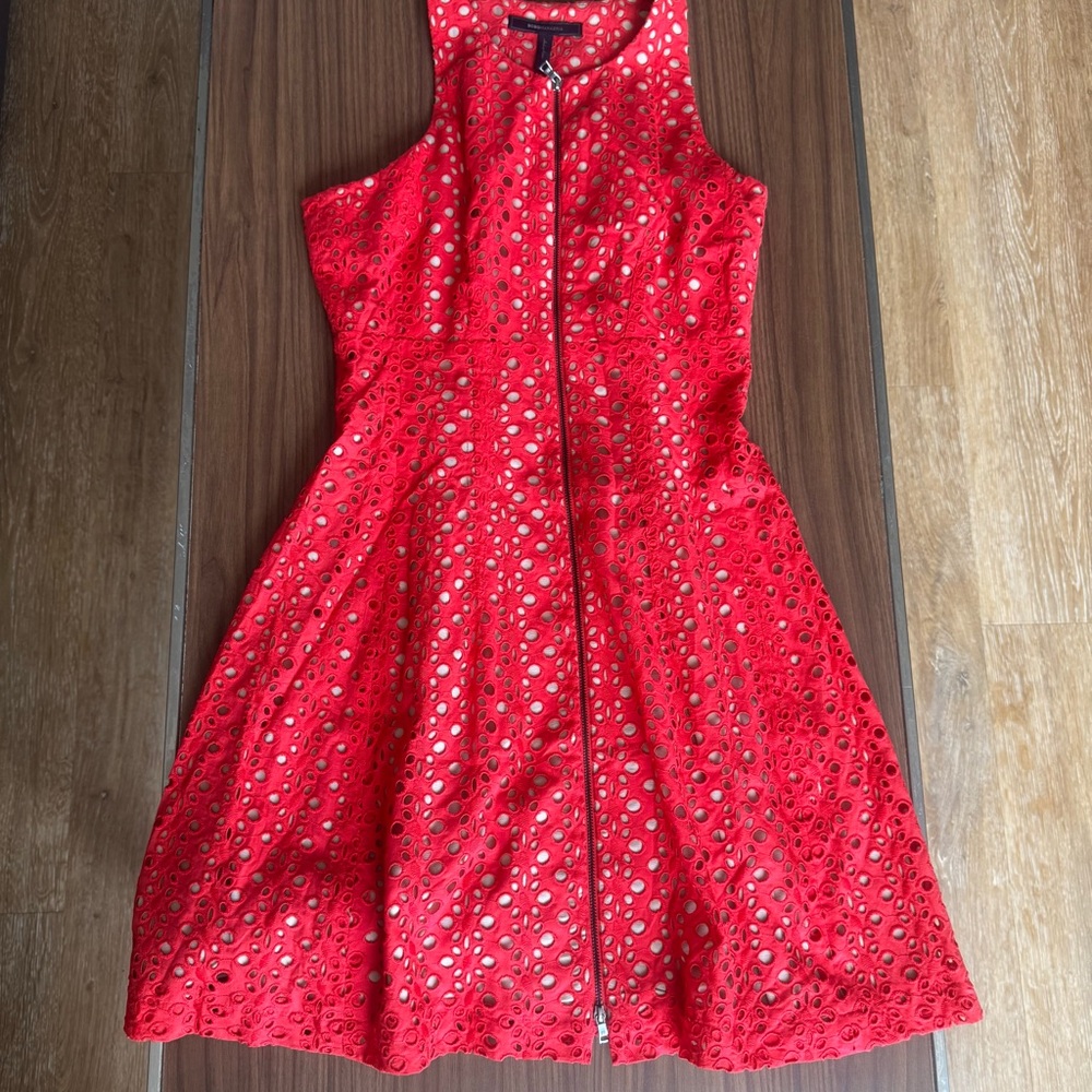 Red Eyelet Sleeveless Dress